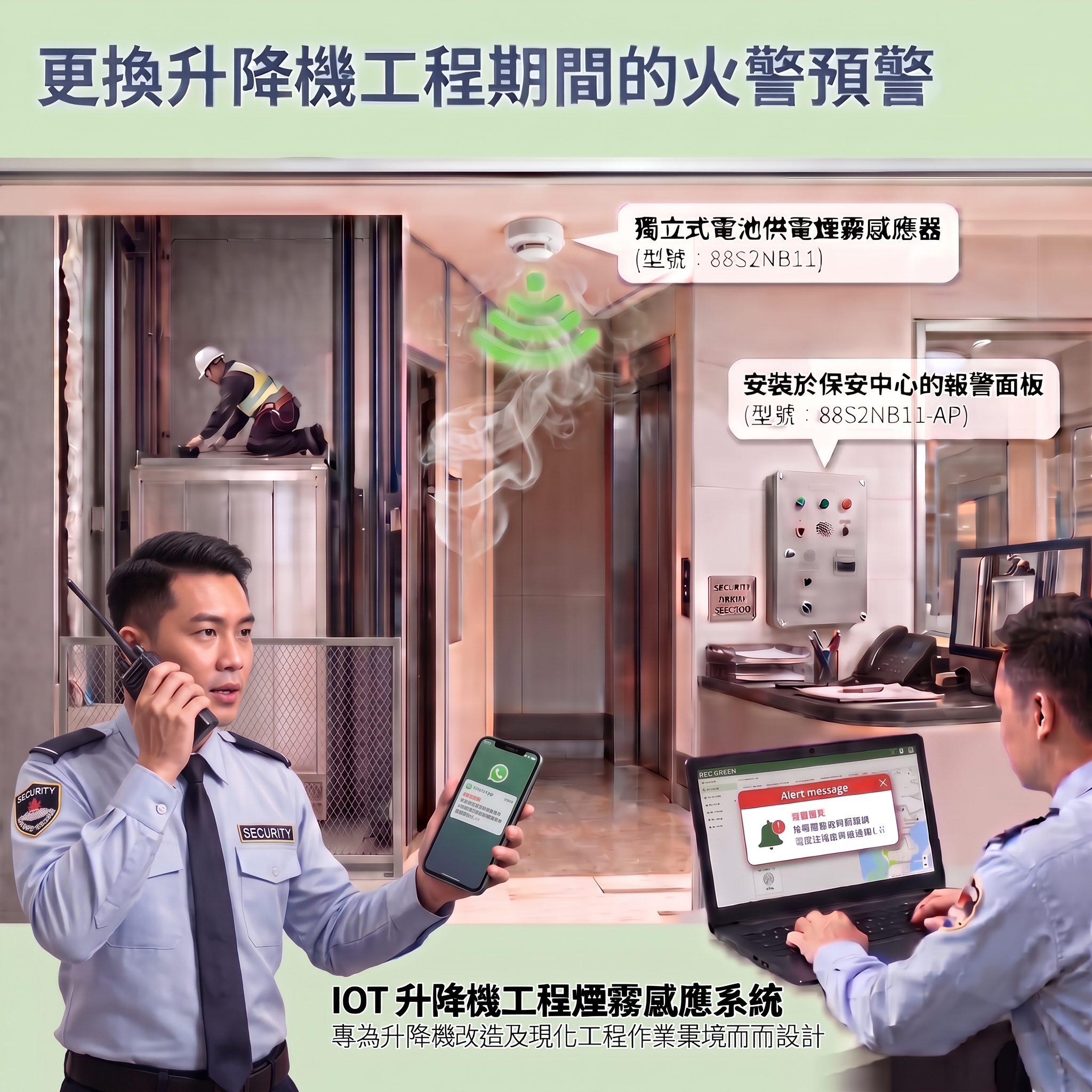 升降機改造專用IoT火警偵測系統 | 即時警報提升工地安全